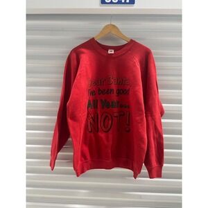 Vintage Fruit of the Loom Christmas Sweatshirt Dear Santa XL Red